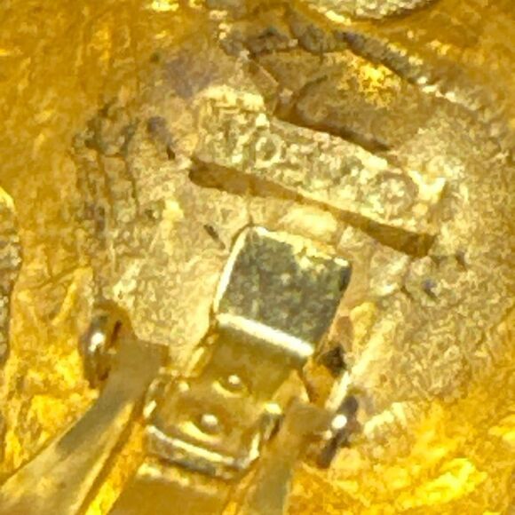 Vtg  GERARD YOSCA burgundy enamel gold plated round spherical clip earrings - Picture 7 of 8